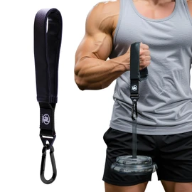 J Bryant Arm Wrestling Wrist Strap with Padded Leather Handle - Strength Training Equipment for Forearm, Bicep and Cable Machine Exercises - Unisex Adjustable Support