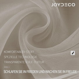 Joydeco Curtains with Eyelets, Transparent Set of 2, Look Curtain, Voile Eyelet Curtain, Eyelet Curtain, Transparent Curtain, Short for Bedroom, Living Room, Tab-Top Curtain (2 x H 145 x W 140, Linen)