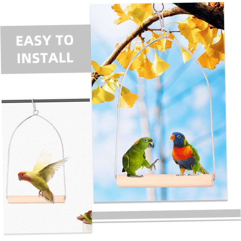 ORFOFE Hummingbird Swing Bird Durable Wooden Perch with Metal Frame