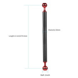 Yornimir Carbon Fiber Buoyancy Light Arm, Waterproof Underwater Photography Equipment, Ball Mount Diving Tray Accessory (Red, 11 inches)
