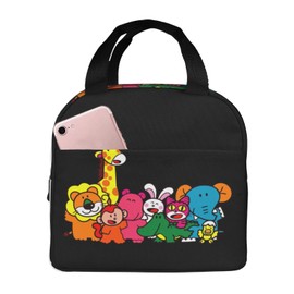 Tabekko Animal Insulated Lunch Bag, Black, Bento Box, Thermal, Insulated Bag, Zipper Included, Compact, Bento Bag, Soft Cooler Bag, Tote, Eco Bag