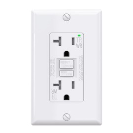 AIDA GFCI Outlets 20 Amp, Self-Test Electrical Outlet, GFI Tamper & Weather Resistant Receptacle with LED Indicator, Ground Fault Circuit Interrupters, Wall Plate Included, UL, Glossy White (1 Pack)