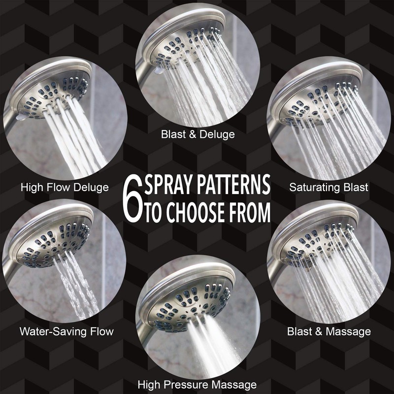 6 Function Luxury Handheld Shower Head - Adjustable High Pressure