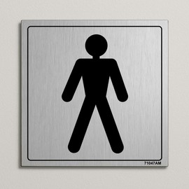 V Safety General Door-Gents Toilet Sign - 150mm x 150mm - 3mm Brushed Alu Comp