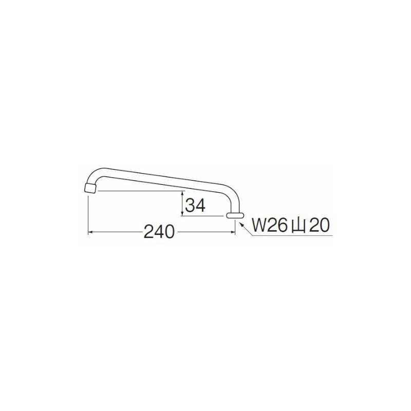 SANEI A27JH-61X2-16X240 Foam Horizontal Upward Pipe, Height, Splash Prevention, Length