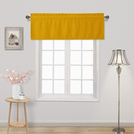 DWCN Yellow Blackout Valance Curtain for Kitchen Small Window - Rod Pocket Room Darkening Thermal Insulated Short Curtain Window Treatment for Cafe Bathroom Basement, 42 X 18 Inch,1 Panel