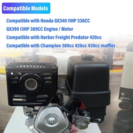 18310-ZE2-W61 Muffler Assembly Compatible with Honda GX340 11HP GX390 13HP GX420 16Hp Harbor Freight 420 Engine Water Pump Snowblower Pressure Washer Muffler Exhaust Pipe Kit