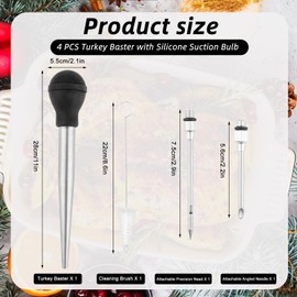 Nexlynk Stainless Steel Turkey Baster Commercial Grade Rubber Bulb