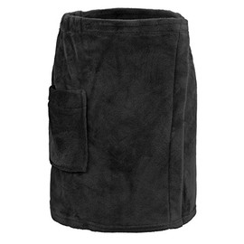 Leisureland Men's Plush Fleece Wrap, Spa Gym Bath Wrap Black