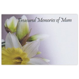 celloexpress Treasured Memories Mum (Daffodils) Flower Message Cards - 60mm x 90mm - Bereavement Florist Card Sympathy Condolences Notes (Pack of 10)
