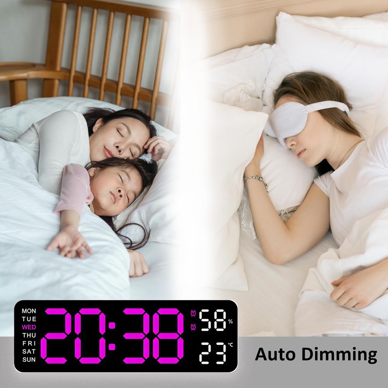 Gevvnss 13 Large Digital Wall Alarm Clock with Remote Control,LED