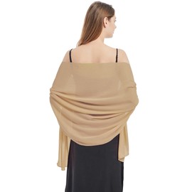 Ciormis Chiffon Shawl Wraps, Dark Champagne Wrap shawl Scarves for Evening Wedding Guest Bridesmaid (Dark Champagne)