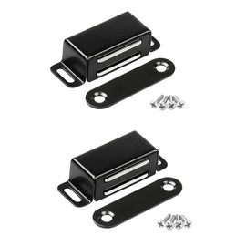 Onarway Magnetic Door Catch 6KG Pull Strong Magnet Cabinet Latches Magnetic Hardware Stainless Steel Chrome Door Closer for Bathroom Kitchen Sliding Door Window Cupboard Black