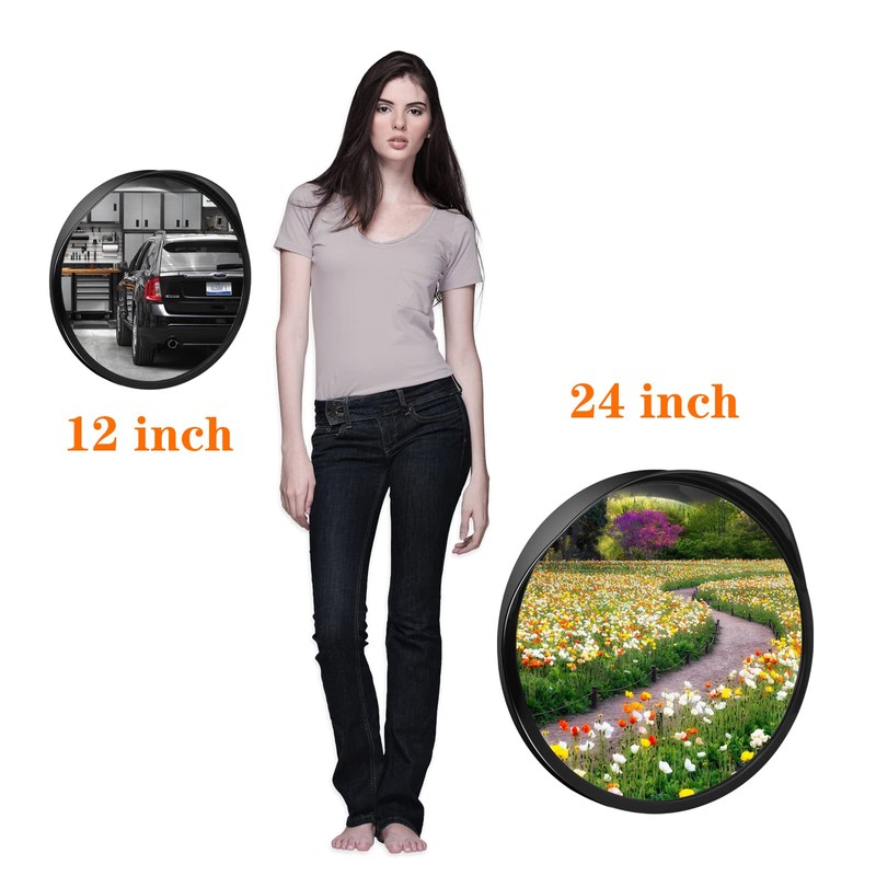 Hydencamm Convex Safety Mirror 𝟮𝟰" 𝗔𝗿𝗰𝘆𝗹𝗶𝗰 𝗗𝗿𝗶𝘃𝗲𝘄𝗮𝘆 𝗠𝗶𝗿𝗿𝗼𝗿, Outdoor Security