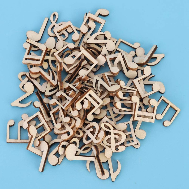 100Pcs Wooden Music Note Mixed Decorative Note Embellishment for Concert