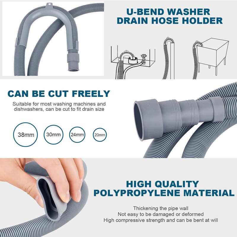 twoonto Drain Hose Extension for Washing Machines, 2M Universal Washing
