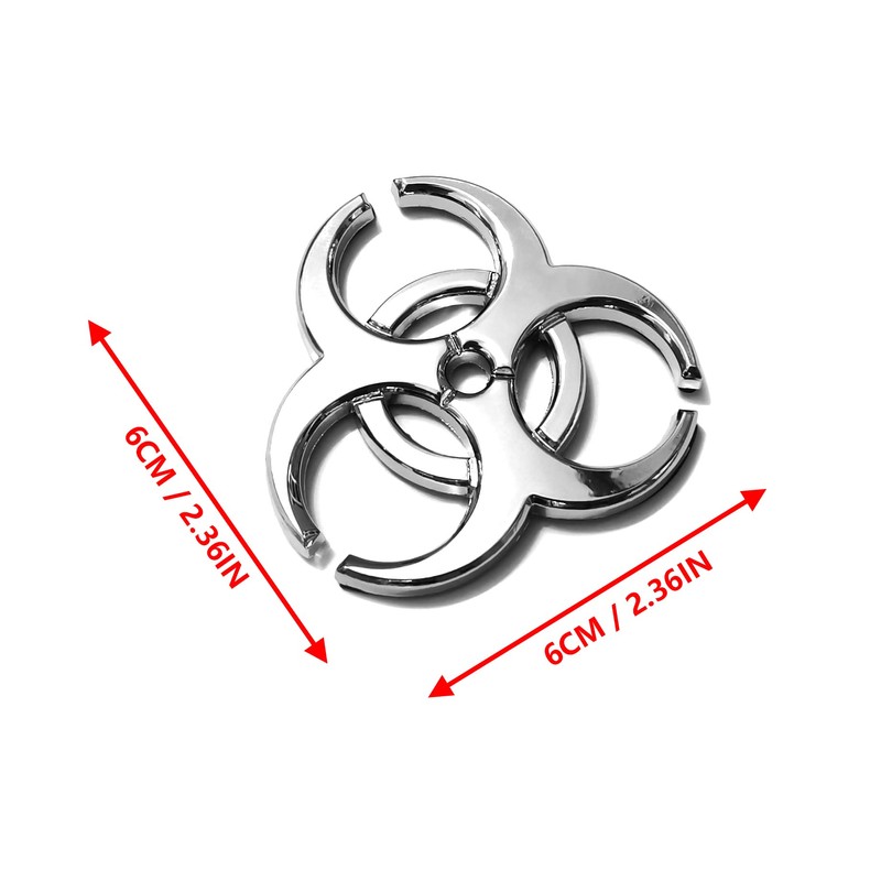 2X 3D Silver Metal Biochemical Marker Emblem Car Motorcycle Biohazard