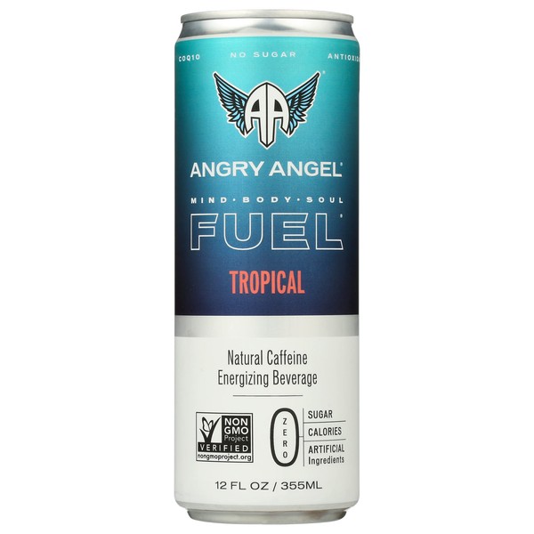 Angry Angel Tropical Energy Drink, Natural Caffeine, Energizing Beverage, Zero