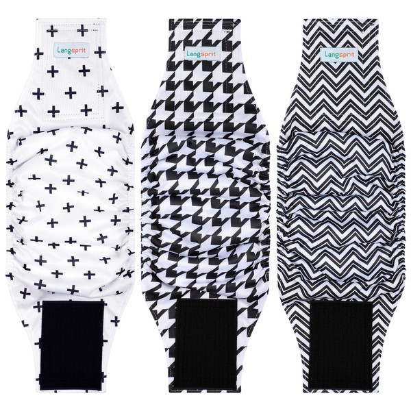 Langsprit Male Belly Bands for Dogs (Pack of 3) -