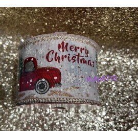 Merry Christmas, Christmas Tree Wired Edge Ribbon - 2.5” x 30 Ft Christmas Craft