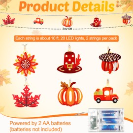 Blosssound 20 ft Fall String Lights 40 LED Thanksgiving Fall Maple Leaf Pumpkin Acorn Decoration Autumn Window Lights for Autumn Harvest Thanksgiving Party Indoor Outdoor Decoration