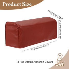 sourcing map 2Pcs PU Leather Armrest Covers, Vintage Stretch Arm Slipcovers Anti-Slip Furniture Protector for Chairs Couch Sofa Recliner, Brown
