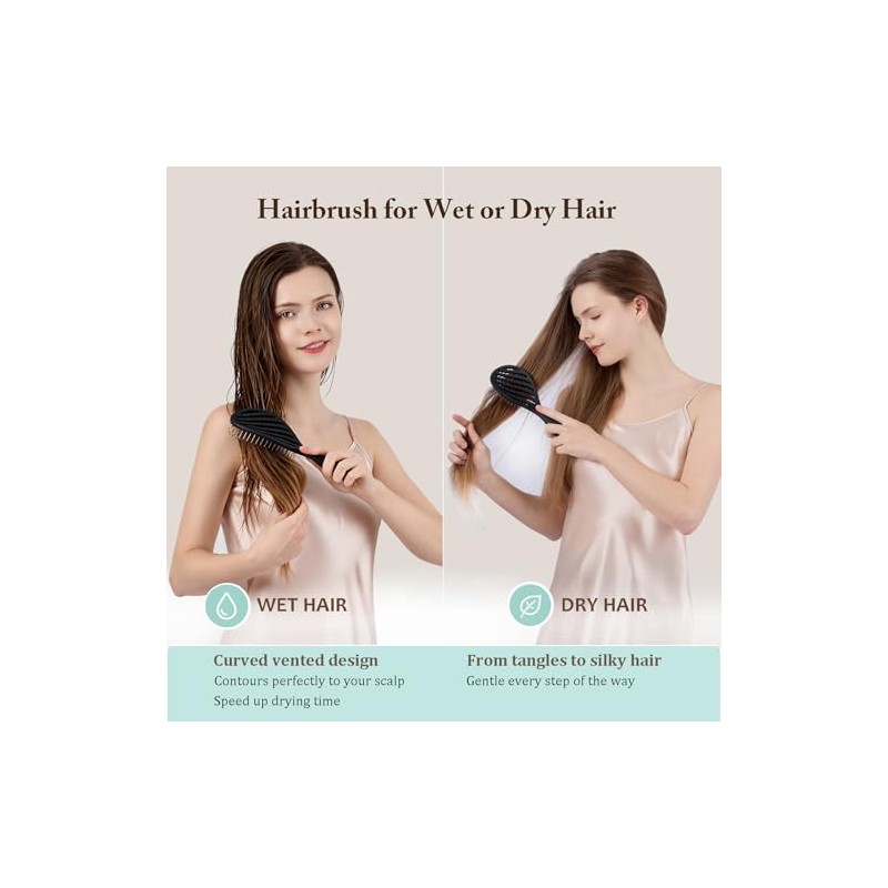 Cepillo para el cabello, paquete de 2, cepillos desenredantes curvos