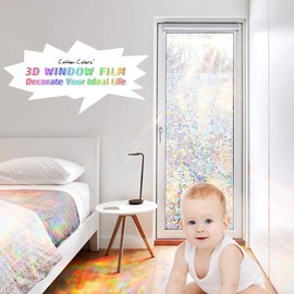 CottonColors Window Privacy Film 11.8"x78.7", Rainbow Window Film Decorative Window Film Heat Blocking Static Cling Suncatcher Window Film 3D Decals Window Clings for Glass Windows