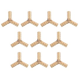 uxcell 8mm or 5/16" ID Brass Barb Splicer Fitting,Y-Shaped 3 Ways,Barb Hose Fitting Air Gas Water Fuel,Barbed Tee Connector,10pcs
