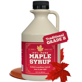 Grade B Maple Syrup 32 Oz Jug – 100% Pure Maple Syrup (Now Grade A Dark) Bold, Robust Flavor – Artisan Maple Syrup Gift – USA-Made Breakfast Syrups & Toppings by Lincoln County Reserve