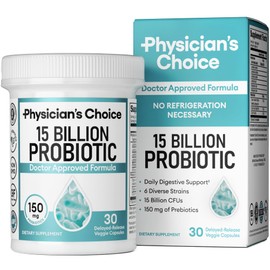 Physician's CHOICE Physician's CHOICE Beginner Probiotics 15 Billion CFU - 6 Diverse Strains & Organic Prebiotics, Designed for Overall Digestive Health and Supports Occasional Constipation, Diarrhea, Gas & Bloating