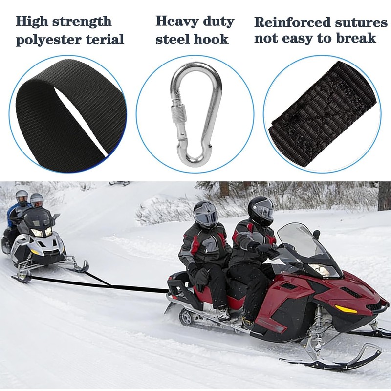 14 FT Heavy-Duty Snowmobile Tow Strap, Durable Tow Rope with