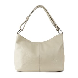 1990s Women's Genuine Leather Shoulder Bag Medium Leather Hobo Shoulder Bag with Extendable Shoulder Strap, beige