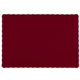 Raise Products Decorative Disposable Paper Placemats | Stylish Table Doilies with Luxury Edge | Indoor or Outdoor Paper Placemats |10"x14" 50-Pack Burgundy