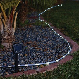 Solar Rope Light 22 ft. long, 50 long-life LED Lamps inside Weatherproof Sleeve (White Color)