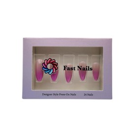 Fast Nails Press On Nails- 24 Pieces Elegant Purple Ombre Almond-Shaped Gradient Nails with Glossy Finish Reusable Nail Kit with Adhesive Tabs