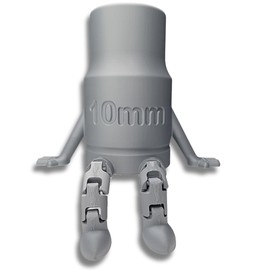 10mm Socket Buddy Figure Desk Accessory Organizer Flexible Legs Car Guy Gift DIY Dad Mechanic Father Pen Tool Pencil Marker Holder 4 Inch Tall (Silver)