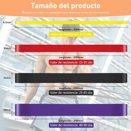 4 Pack Bandas de Resistencia para Ejercicio,Bandas de Resistencia con 2 Asas, Anclaje para Puerta, Gancho y Bolsa,Bandas Elásticas para Hombres y Mujeres para Ejercicio, Fitness, Entrenamiento, etc