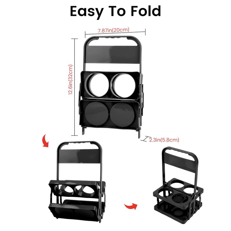 Bodaon 4 Cup Drink Carrier with Handle, Plastic Cup Carriers