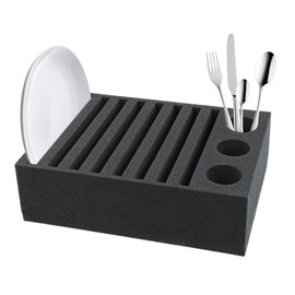 wamovo Plate Holder Cutlery Holder 8 Slots Made of Special Foam Black for Motorhome Caravan