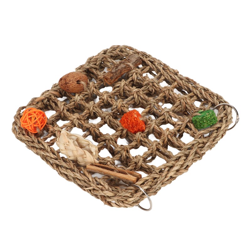 Bird Foraging Wall Toy Boredom Relief Seagrass Hand Woven Parrot