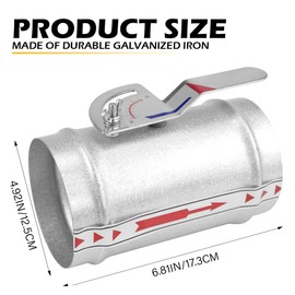 YOLUFER HVAC Duct Manual Volume Damper, Air Flow Regulator, Airflow Ducting Backdraft Damper for Air Ventilation System (4.9Inch), Silver