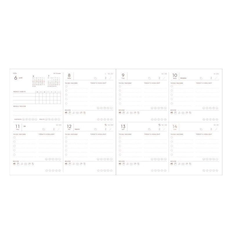 26SDR-SB01-BL Notebook, 2026, Weekly Block Square 148, PU Sewn Jacket