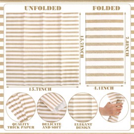 100 Pack Striped Linen-feel Napkins Bulk Striped, Brown
