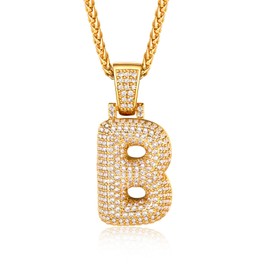 U7 Bubble Pendant B Letter Gold Chain Necklace For Boys
