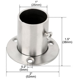 sourcingmap Stainless Steel Cabinet Clothes Closet Rod Bracket Holder Flange Socket 25mm Dia 2 Pcs