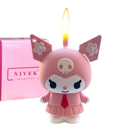 NIVEK Kulomi Y2K Lighter Flame 3D Japanese Keychain Jester Character Kawaii Refillable Cool Lighters (Pink Tie)
