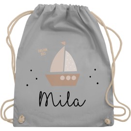 Geschenk mit Namen personalisiert by Shirtracer - Gym Bag Backpack - Cute Sailing Boat Sailor, 01 Light Grey, Unit size