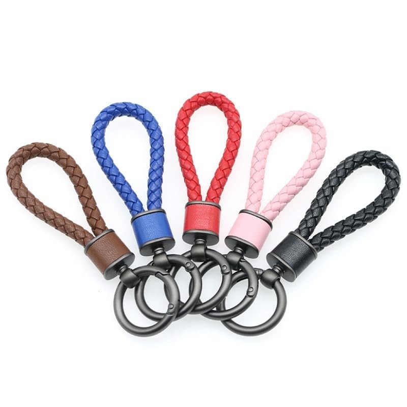 Rockyu Keychain, Men's, Women's, Braided Leather, Car Key Ring, Simple,