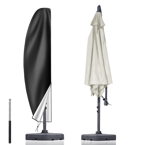 AMFUN Parasol Cover Waterproof,420D Cantilever Parasol Protective Cover with Telescopic